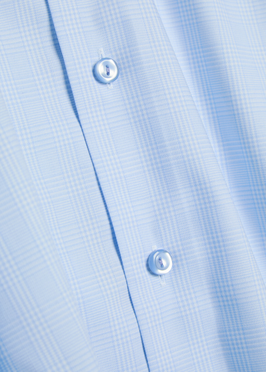 Eton Checked Cotton-blend Shirt Light Blue