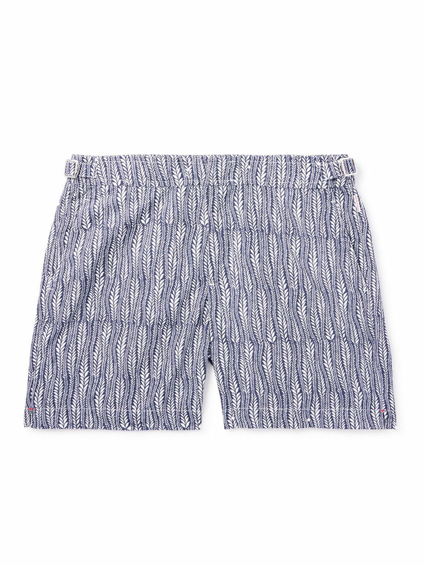 Photo: Orlebar Brown - Bulldog Fern Straight-Leg Mid-Length Printed Swim Shorts - Blue