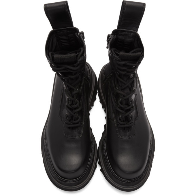 Julius Black Leather Lace-Up Boots Julius