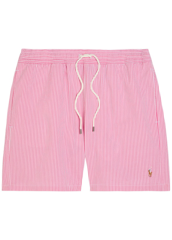 Photo: Polo Ralph Lauren Traveller Striped Seersucker Swim Shorts Pink