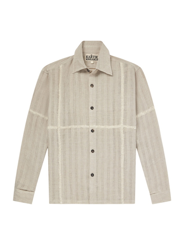Photo: Kartik Research - Rabari Embroidered Linen Shirt - Neutrals