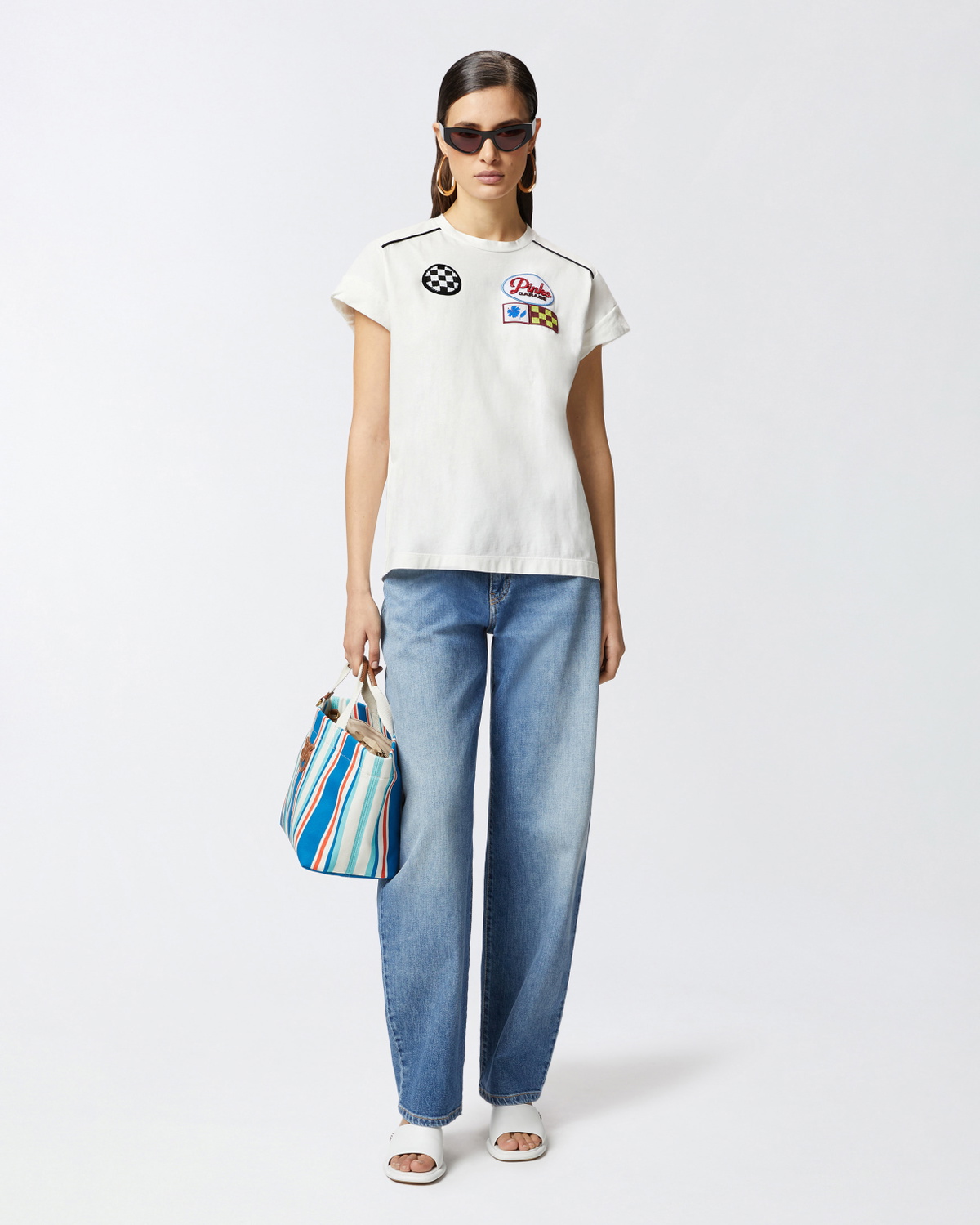 Pinko Pinko Garage Racing Style T Shirt Snow White
