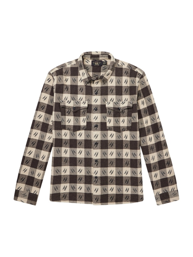 Photo: RRL - Checked Brushed Cotton-Twill Shirt - Brown