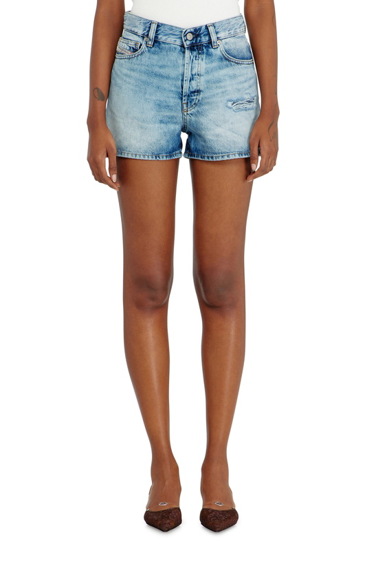 Photo: Diesel Shorts in fluid denim with abrasions - Shorts Womens in Blue