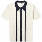 Soulland Men's Ciel Short Sleeve Knitted Polo Shirt in Off White
