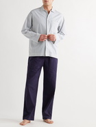 TEKLA - Camp-Collar Striped Organic Cotton-Poplin Pyjama Shirt - Blue