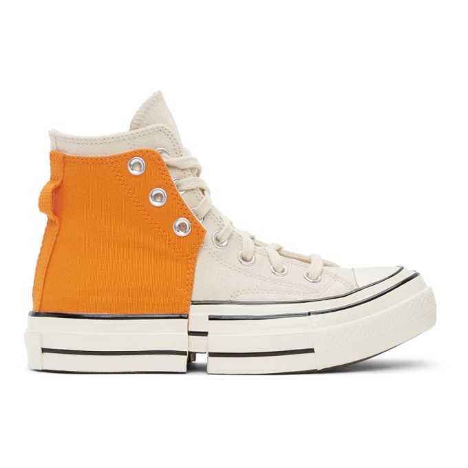 Photo: Feng Chen Wang Orange and Off-White Converse Edition 2-In-1 Chuck 70 High Sneakers