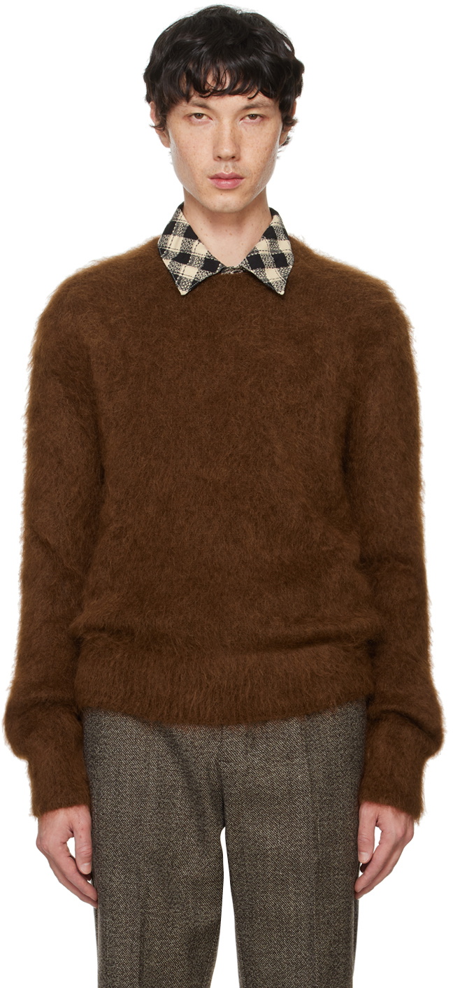 AMI Paris Brown Brushed Sweater