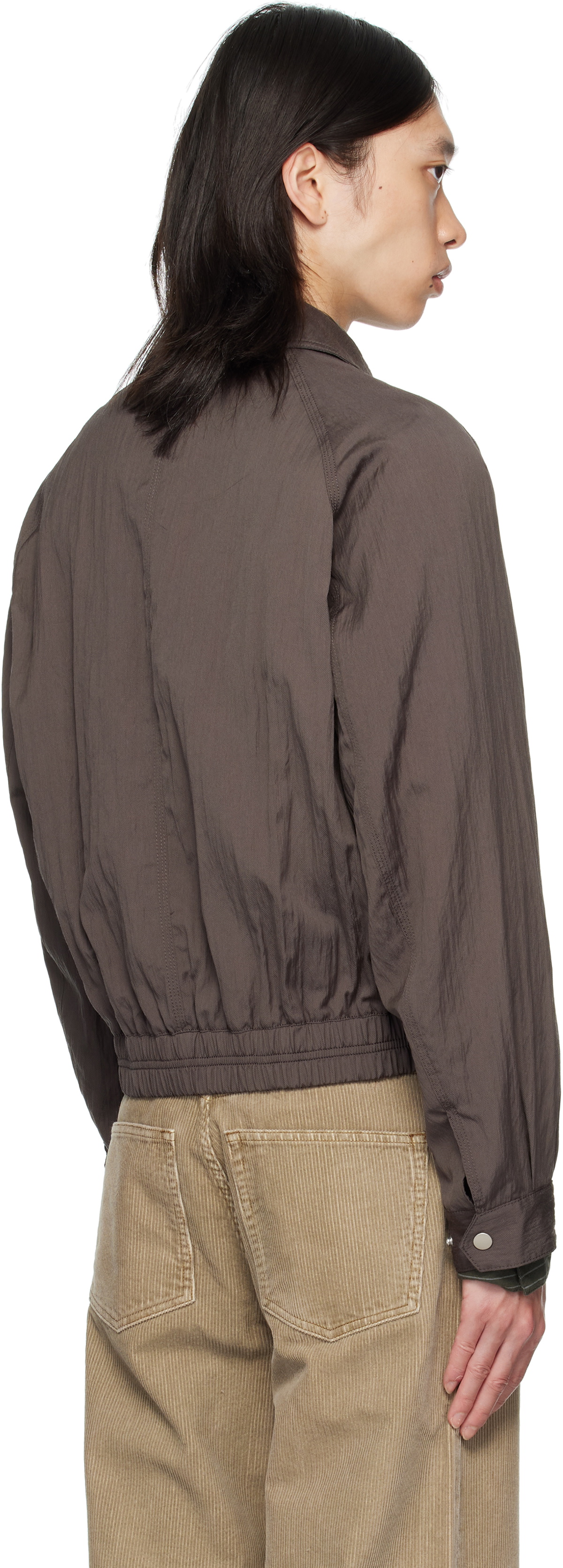 COOR Brown Wrinkle Reglan Wool Blouson Jacket