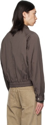 COOR Brown Wrinkle Reglan Wool Blouson Jacket