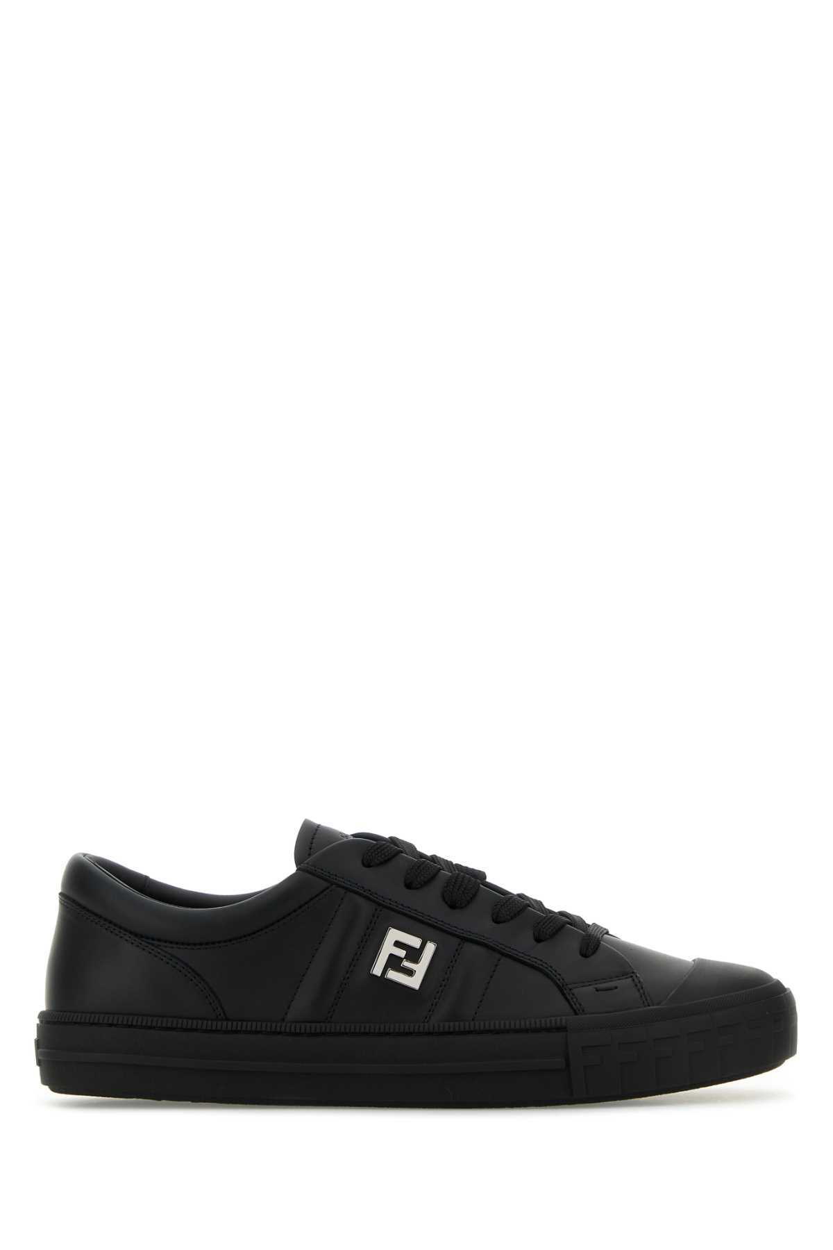 Fendi Light Grey Leather Domino Sneakers Fendi