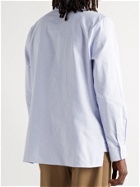 LOEWE - Suede-Trimmed Striped Cotton Shirt - Blue