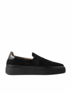 Mulo - Leather-Trimmed Suede Slip-On Sneakers - Black