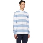 Polo Ralph Lauren White and Blue The Iconic Rugby Long Sleeve Polo