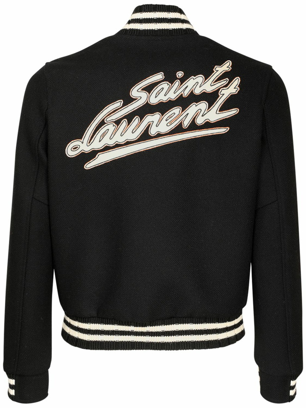 Photo: SAINT LAURENT - Logo Patch Wool Blend College Jacket