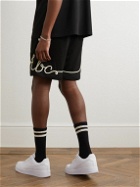 Abc. 123. - Straight-Leg Embroidered Mesh Dawstring Shorts - Black