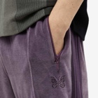 Needles Men's Velour Narrow Track Pant in Purple