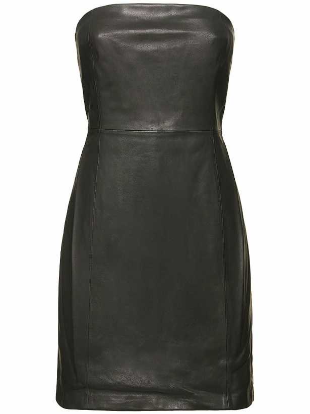 Photo: THEORY - Strapless Leather Mini Dress