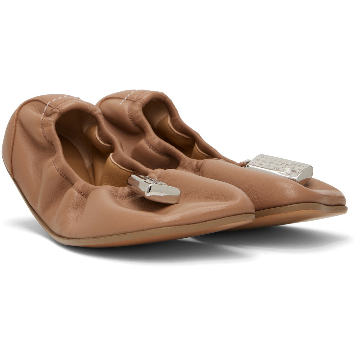 MM6 Maison Margiela Brown Numeric Anatomic Ballerina Flats