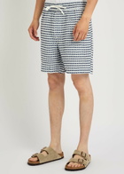 Che Riita Textured Patterned Linen Shorts Navy