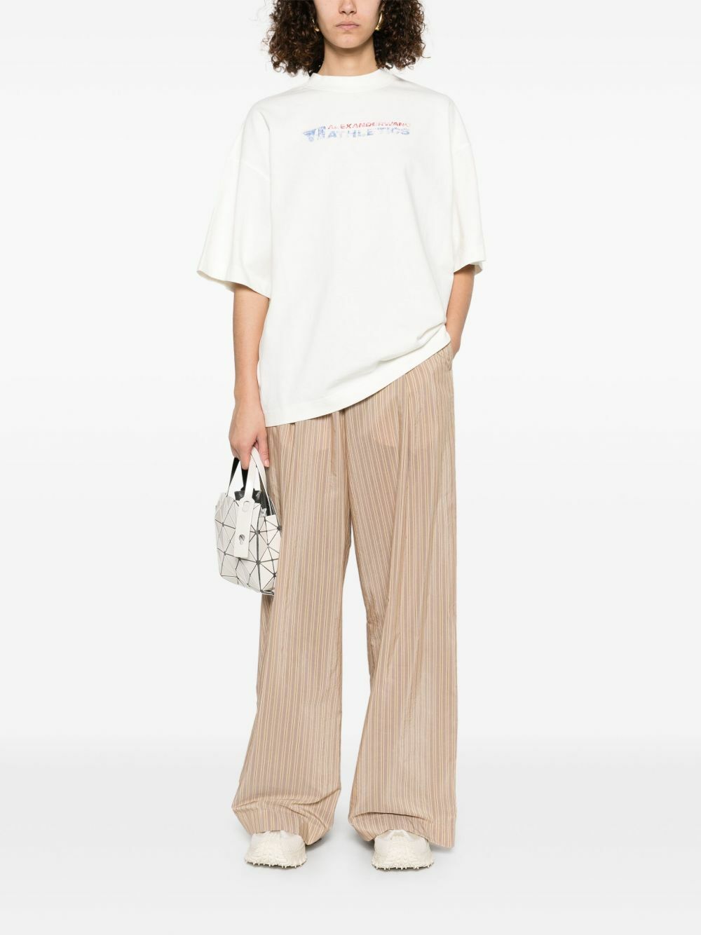 Alexander Wang Neutrals Cotton Logo-Print T-Shirt