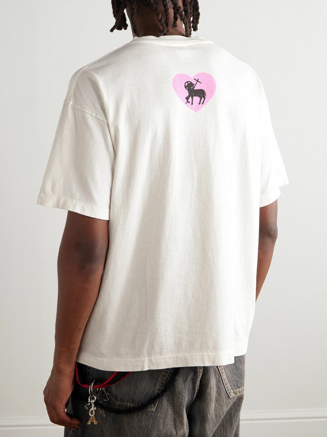 SAINT MXXXXXX - Heart Logo-Print Cotton-Jersey T-Shirt - White