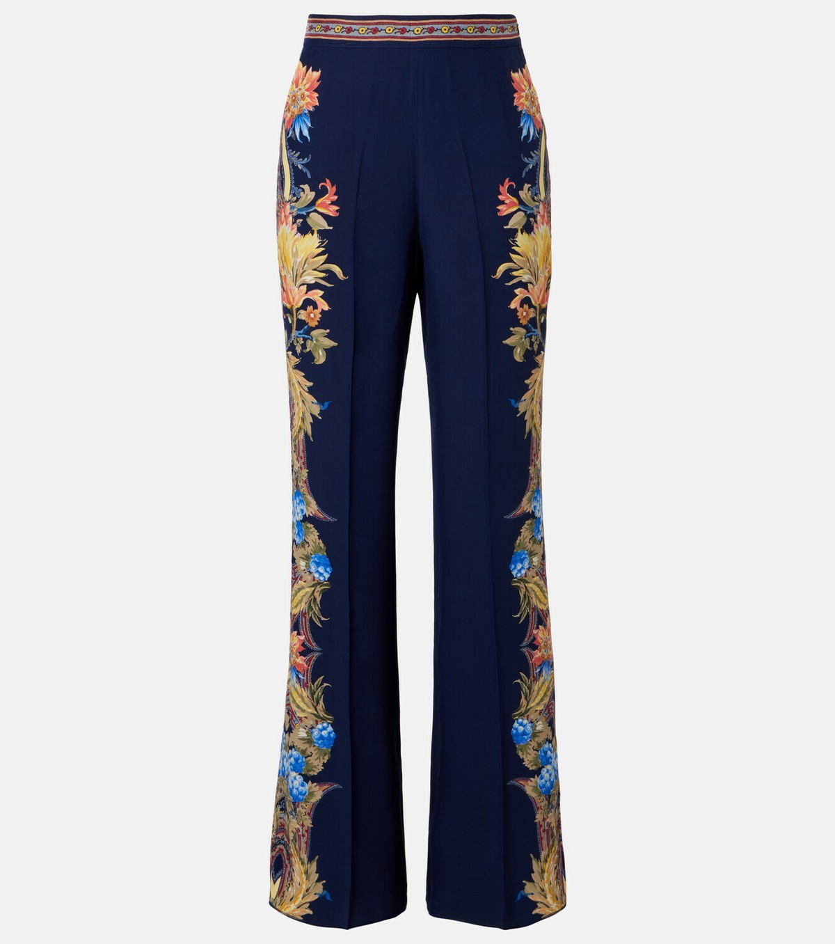 Etro Floral silk straight pants