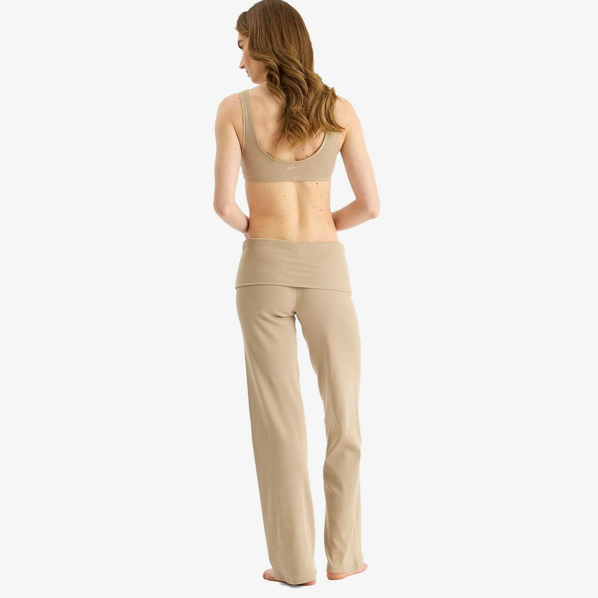 SKIMS Women's Cotton Rib Foldover Legging in Latte