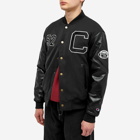 Champion Reverse Weave Men's Varsity Jacket in Black/White