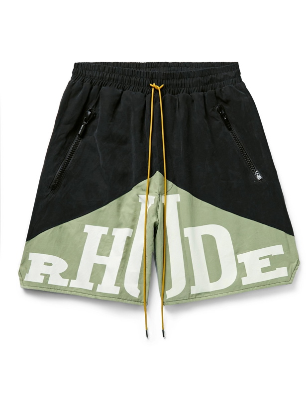 Photo: RHUDE - Yachting Wide-Leg Cupro and Cotton-Blend Drawstring Shorts - Black