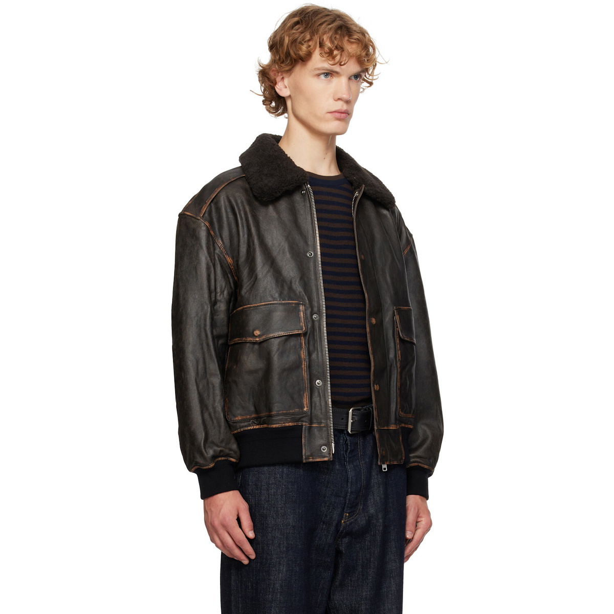 Dunst Black Detachable A-2 Leather Jacket