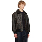 Dunst Black Detachable A-2 Leather Jacket