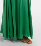Xu Zhi Embroidered pleated silk satin gown