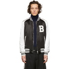 Balmain Black and White Satin Bomber Jacket