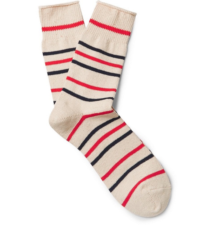 Photo: Anonymous Ism - Striped Recycled Cotton-Blend Socks - Cream