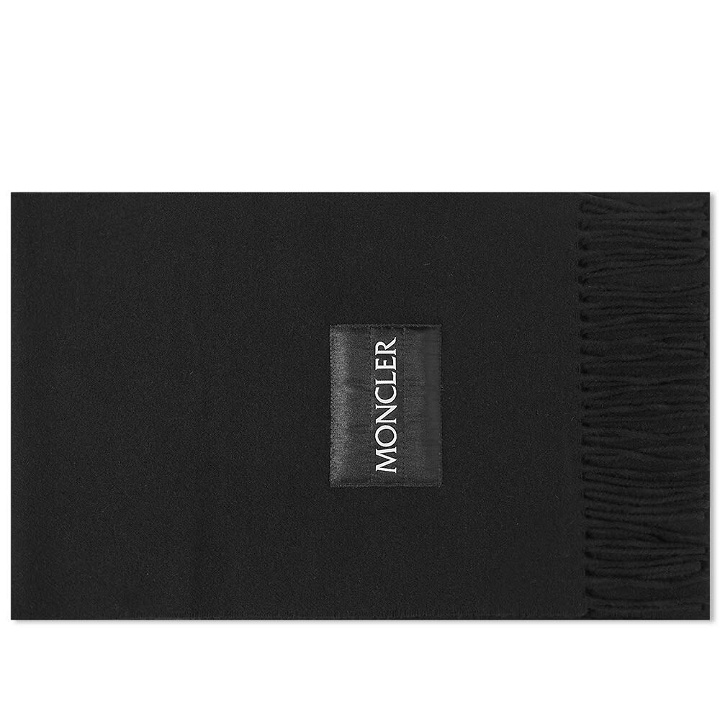 Photo: Moncler Men's Label Logo Scarf in Black