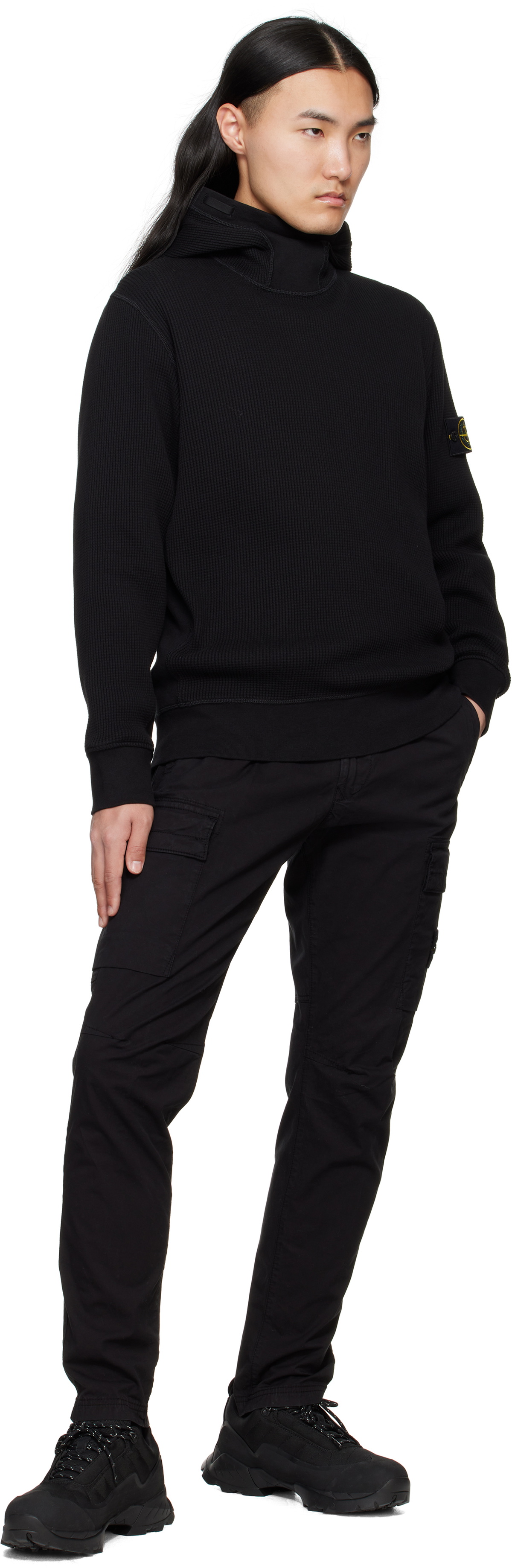 Stone Island Black Supima Cotton Twill Stretch-TC Cargo Pants