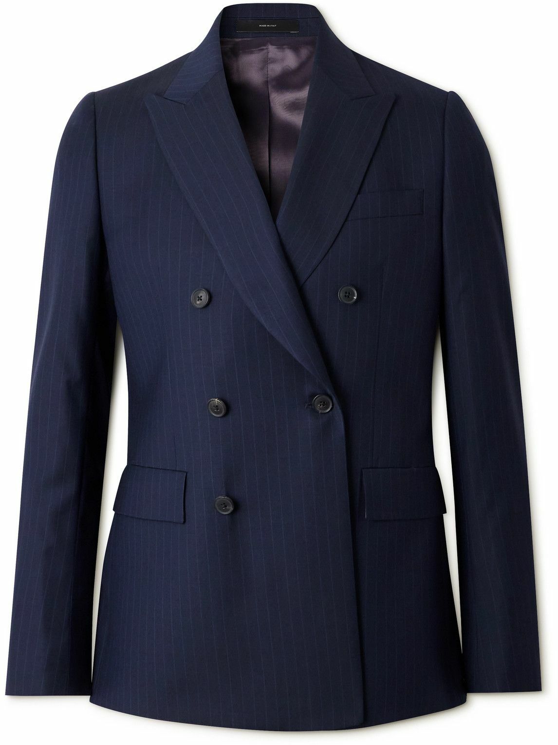 Paul Smith - Double-Breasted Pinstriped Wool Suit Jacket - Blue Paul Smith