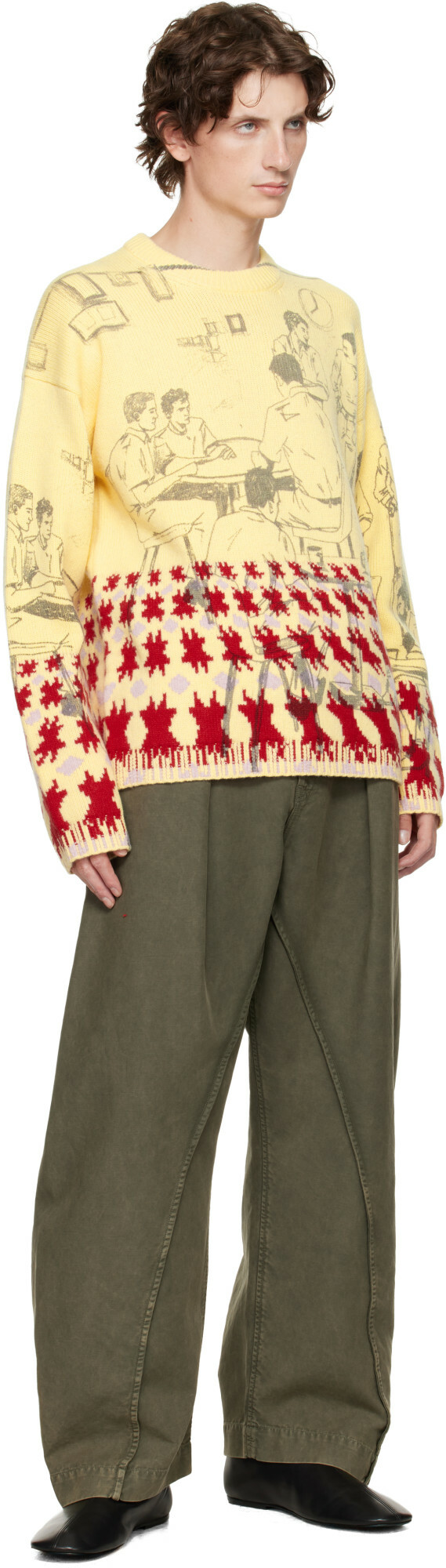 JW Anderson Yellow Print Jacquard Sweater