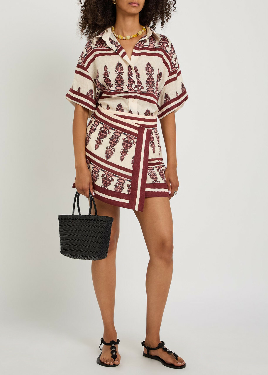Johanna Ortiz La Creciente Printed Linen Shirt Ecru