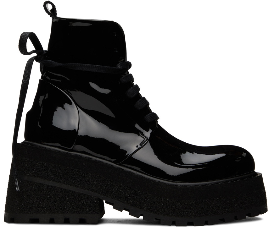 Marsèll patent-finish lace-up boots - Black