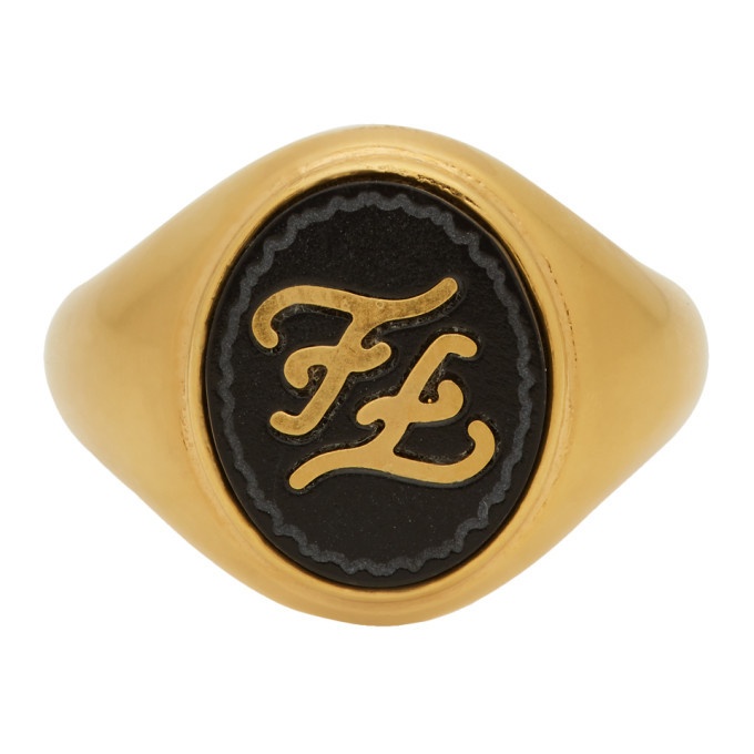 Photo: Fendi Gold Karligraphy Signet Ring
