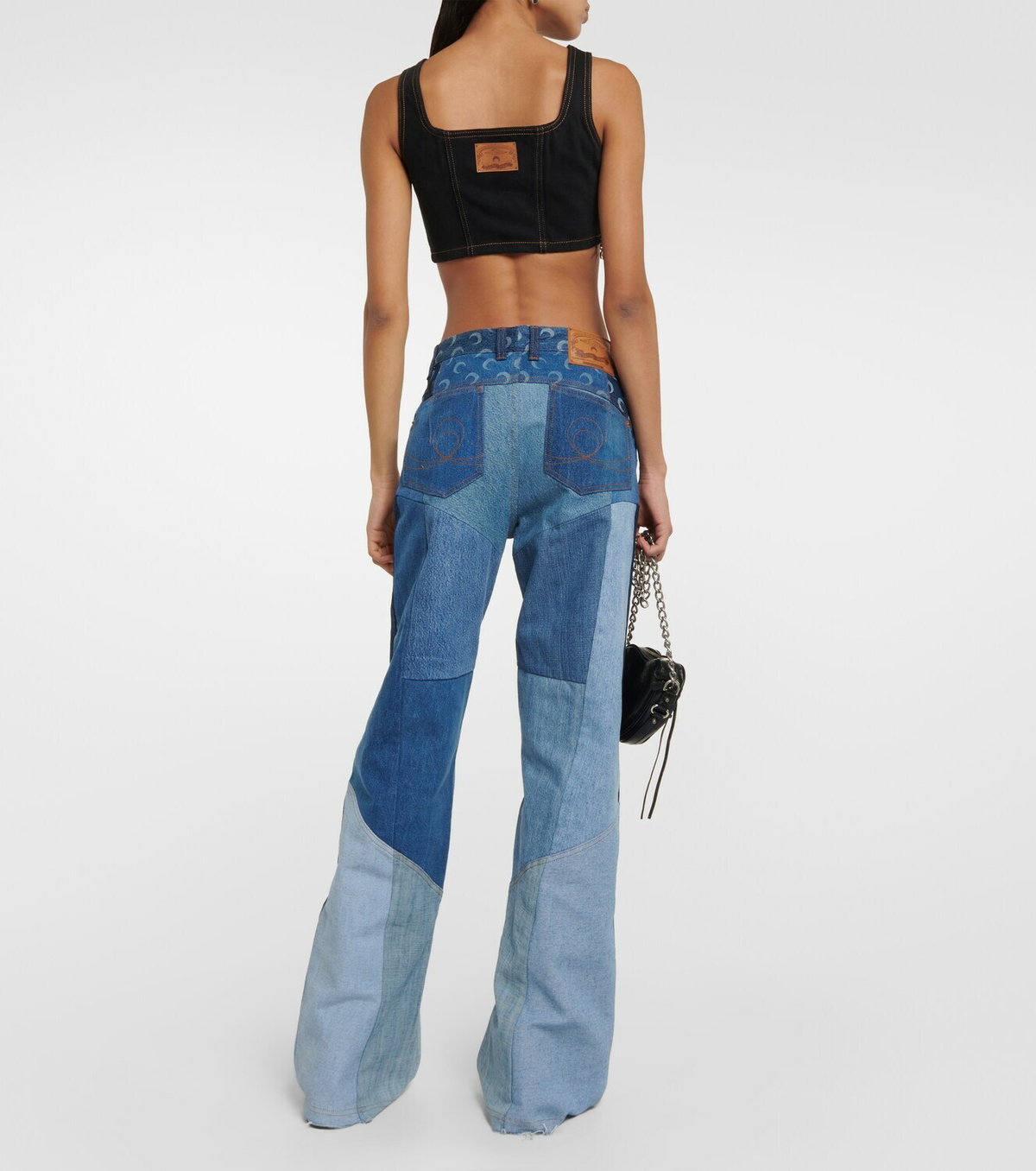 Marine Serre Regenerated cropped denim bustier Marine Serre