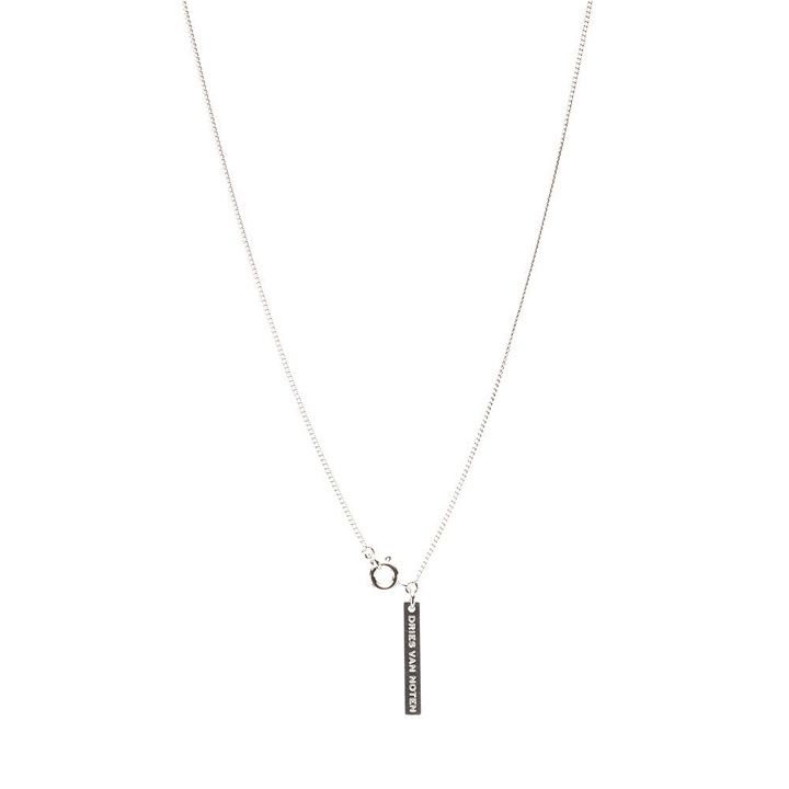 Photo: Dries Van Noten Men's Logo Tag Necklace in Silver