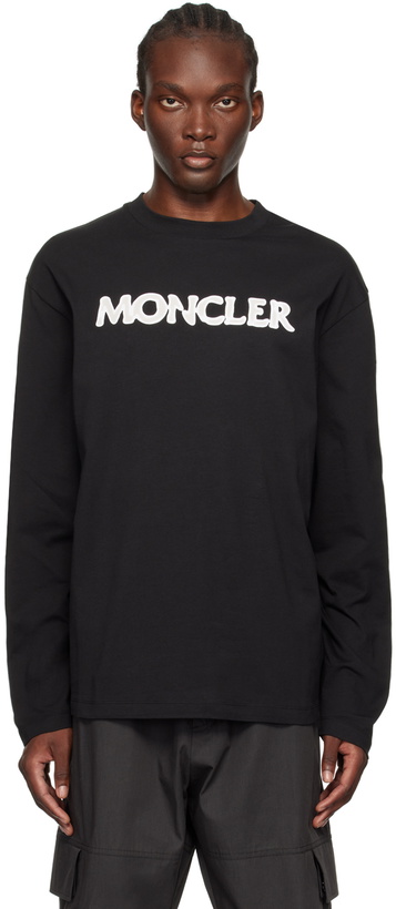 Photo: Moncler Black Logo Appliqué Long Sleeve T-Shirt