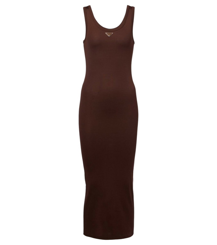 Photo: Prada Ribbed-knit cotton midi dress