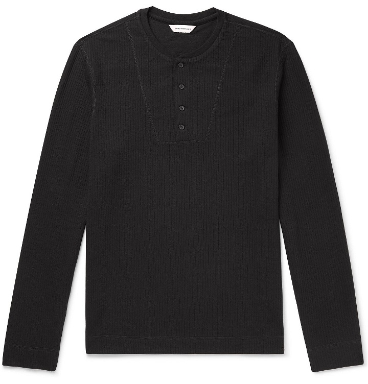 Photo: CLUB MONACO - Slim-Fit Ribbed Cotton-Blend Henley T-Shirt - Black