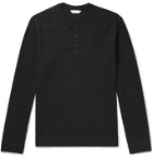 CLUB MONACO - Slim-Fit Ribbed Cotton-Blend Henley T-Shirt - Black