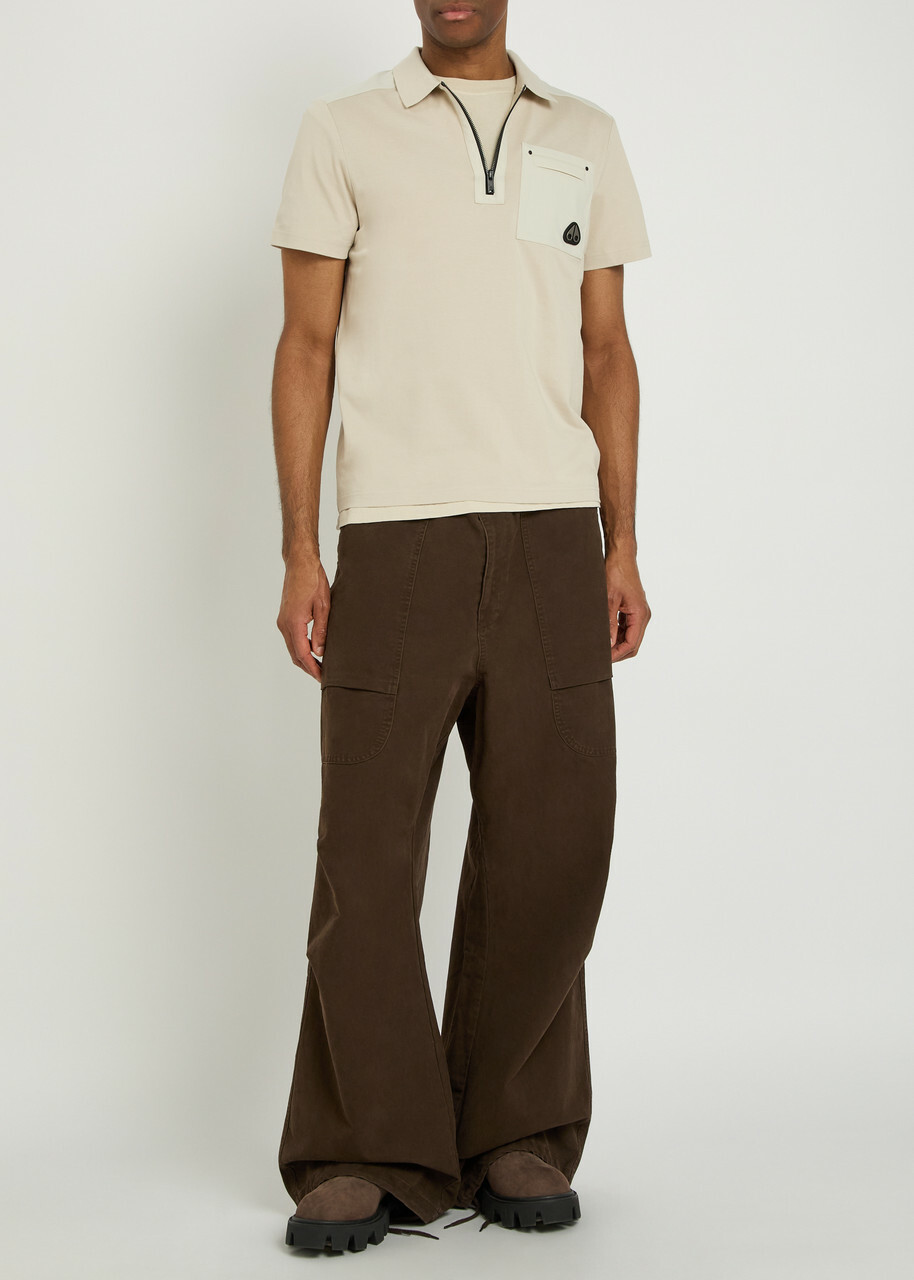 Moose Knuckles Dalon Panelled Piqué Cotton Polo Shirt Cream