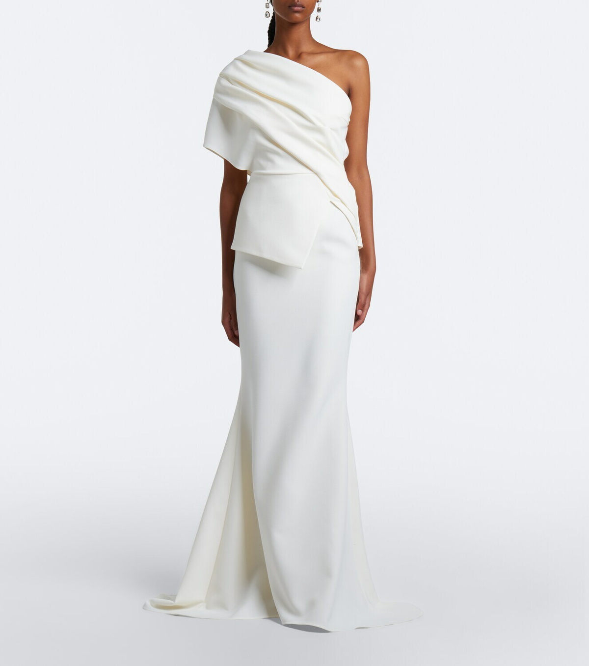 Safiyaa Elyna asymmetric crêpe gown